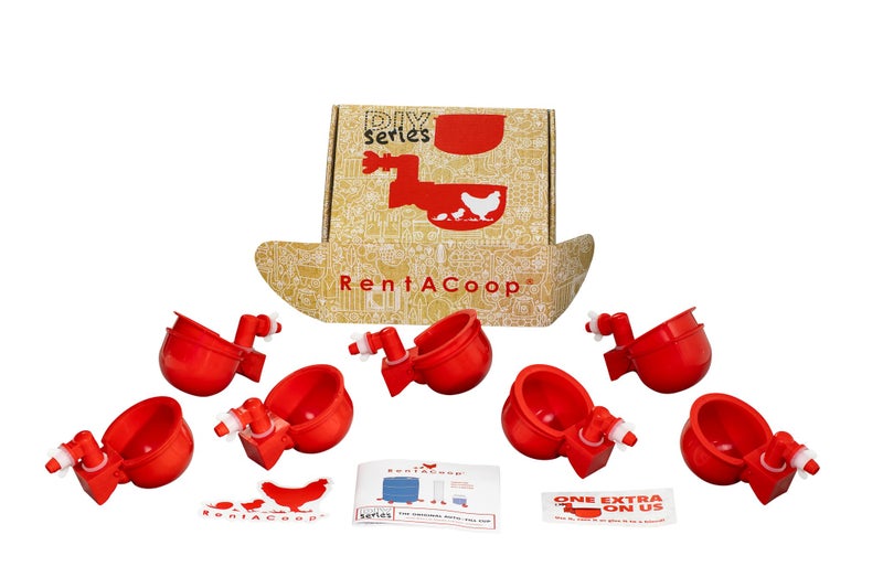 RentACoop Chicken Water Cup Waterer Kit for Poultry - Pack of 6 + One Extra for Free (Total of 7) - Image 2